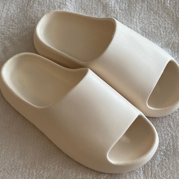 Cream Slide Sandals - Picture 1 of 7